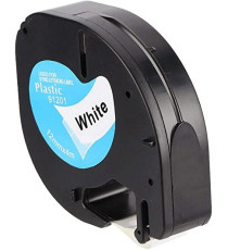 Nastro Etichette Compatibile Dymo LetraTag 91201 91221 S0721610 S0721660 Bianco 12 mm x 4 m Testo Nero per LT100H LT100T XR