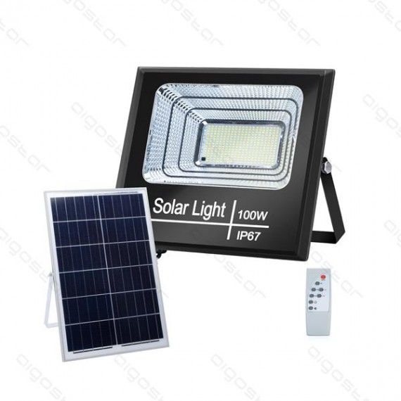 Faro LED 100W con Pannello Solare e Telecomando luce fredda S01-100W