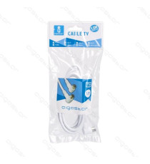 CAVO ANTENNA TV 1,5MT AD ANGOLO RETTO 90 GRADI MASCHIO/FEMMINA BIANCO CERTIFICAZIONE CE - CONNETTORE SPINOTTO AD ANGOLO