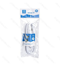 CAVO ANTENNA TV 3MT AD ANGOLO RETTO 90 GRADI MASCHIO/FEMMINA BIANCO CERTIFICAZIONE CE - CONNETTORE SPINOTTO AD ANGOLO