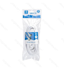 CAVO ANTENNA TV 5MT AD ANGOLO RETTO 90 GRADI MASCHIO/FEMMINA BIANCO CERTIFICAZIONE CE - CONNETTORE SPINOTTO AD ANGOLO