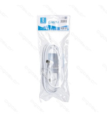 CAVO ANTENNA TV 5MT AD ANGOLO RETTO 90 GRADI MASCHIO/FEMMINA BIANCO CERTIFICAZIONE CE - CONNETTORE SPINOTTO AD ANGOLO