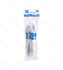 CAVO ANTENNA TV 8MT AD ANGOLO RETTO 90 GRADI MASCHIO/FEMMINA BIANCO CERTIFICAZIONE CE - CONNETTORE SPINOTTO AD ANGOLO