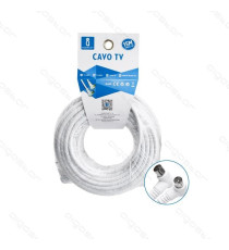 Cavo Antenna TV Coassiale RG59 15 Metri Bianco Maschio Femmina Angolato 90° Televisore Decoder Digitale Terrestre Rame PVC