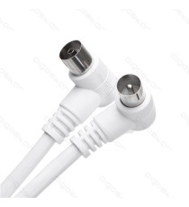 Cavo Antenna TV Coassiale RG59 15 Metri Bianco Maschio Femmina Angolato 90° Televisore Decoder Digitale Terrestre Rame PVC