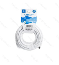 Cavo Antenna TV Coassiale RG59 15 Metri Bianco Maschio Femmina Angolato 90° Televisore Decoder Digitale Terrestre Rame PVC