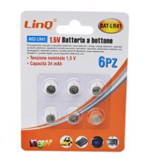 BATTERIE LINQ LR1130 AG10 CONFEZIONE 6PZ BATTERIA PILA BOTTONE 1,5V - CAPACITA' 72mAH ALTA QUALITA'