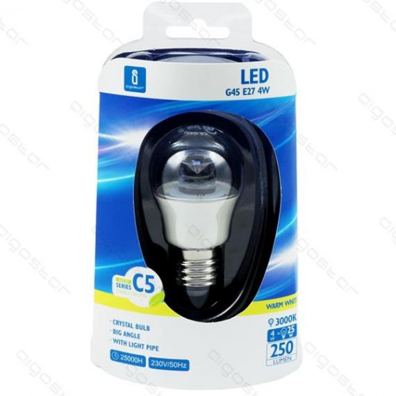 LAMPADINA LED A5 G45 E27 6400K 5W luce fredda