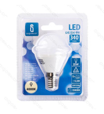 LAMPADINA LED C5 C37 6W ATTACCO E14 - 390 LUMEN - 6400K LUCE FREDDA - GRANDE ANGOLO 280º MISURA D37*H108mm CRI80Ra