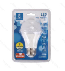 LAMPADINA LED A5 A60 6W CON SENSORE ATTACCO E27 - 480 LUMEN - 6500K LUCE FREDDA - GRANDE ANGOLO 280 MISURA D60*H113mm CRI80Ra