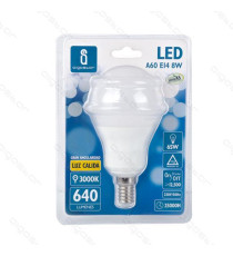 LAMPADINA LED A5 A60 9W ATTACCO E14 - 765 LUMEN - 6400K LUCE FREDDA - GRANDE ANGOLO 280 GRADI MISURA D60*H115mm CRI80Ra LAMPADINA LED A5 A60 9W ATTACCO E14 - 765 LUMEN - 6400K LUCE FREDDA - GRANDE ANGOLO 280 GRADI MISURA D60*H115mm CRI80Ra