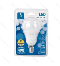 LAMPADINA LED A5 A60 8W ATTACCO E14 - 640 LUMEN - 3000K LUCE CALDA - GRANDE ANGOLO 280 GRADI MISURA D60*H115mm CRI80Ra LAMPADINA LED A5 A60 8W ATTACCO E14 - 640 LUMEN - 3000K LUCE CALDA - GRANDE ANGOLO 280 GRADI MISURA D60*H115mm CRI80Ra