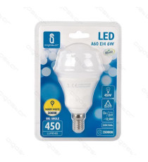 LAMPADINA LED A5 A60 7W ATTACCO E14 - 560 LUMEN - 3000K LUCE CALDA - GRANDE ANGOLO 280 GRADI MISURA D60*H115mm CRI80Ra LAMPADINA LED A5 A60 7W ATTACCO E14 - 560 LUMEN - 3000K LUCE CALDA - GRANDE ANGOLO 280 GRADI MISURA D60*H115mm CRI80Ra