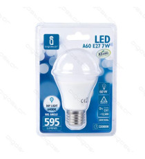 LAMPADINA LED A5 A60 7W ATTACCO E27 - 560 LUMEN - 3000K LUCE CALDA - GRANDE ANGOLO 280 GRADI MISURA D60*H110mm CRI80Ra