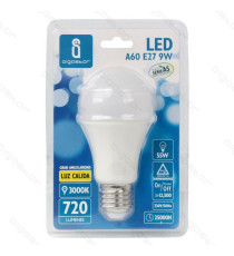 LAMPADINA LED A5 A60 9W ATTACCO E27 - 765 LUMEN - 4000K LUCE NATURALE - GRANDE ANGOLO 280 GRADI MISURA D60*H112mm CRI80Ra