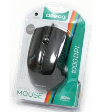 MOUSE OMEGA OTTICO NERO CON LINEE BLU OM06VBL CON CAVO USB 125CM - 800DPI - 2 TASTI + ROTELLA SCROLLER - DESIGN SIMMETRICO