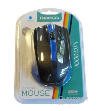 MOUSE OMEGA OTTICO NERO OM05B CON CAVO USB 125CM - 10800DPI - 2 TASTI + ROTELLA SCROLLER - DESIGN SIMMETRICO