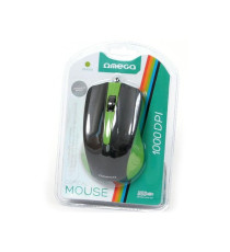 MOUSE OMEGA OTTICO BLU E NERO OM05BL CON CAVO USB 125CM - 1000DPI - 2 TASTI + ROTELLA SCROLLER - DESIGN SIMMETRICO