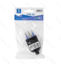 SPINA DRITTA 16A 250V 2P+T NERA - TIPO ITALIANA - COSTRUITA CON MATERIALI DI ALTA QUALITA' - CERTIFICAZIONE CE