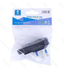 SPINA DRITTA 10A 250V 2P+T NERA - TIPO ITALIANA - COSTRUITA CON MATERIALI DI ALTA QUALITA' - CERTIFICAZIONE CE