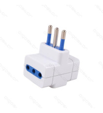 ADATTATORE TRIPLO CON SPINA 10A 2P+T 3 PRESE (1 SHUKO 2P+E P30 + 2 PRESE BIPASSO 2P+E P11&1 10A/250V ) BIANCO MAX 1500W  ADATTATORE TRIPLO CON SPINA 10A 2P+T 3 PRESE (1 SHUKO 2P+E P30 + 2 PRESE BIPASSO 2P+E P11&1 10A/250V ) BIANCO MAX 1500W