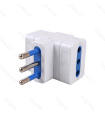 ADATTATORE TRIPLO CON SPINA 10A 2P+T 3 PRESE (1 SHUKO 2P+E P30 + 2 PRESE BIPASSO 2P+E P11&1 10A/250V ) BIANCO MAX 1500W  ADATTATORE TRIPLO CON SPINA 10A 2P+T 3 PRESE (1 SHUKO 2P+E P30 + 2 PRESE BIPASSO 2P+E P11&1 10A/250V ) BIANCO MAX 1500W
