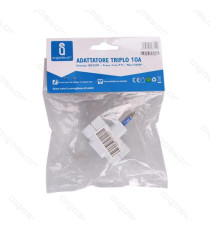 ADATTATORE TRIPLO CON SPINA 10A 2P+T 3 PRESE (1 SHUKO 2P+E P30 + 2 PRESE BIPASSO 2P+E P11&1 10A/250V ) BIANCO MAX 1500W  ADATTATORE TRIPLO CON SPINA 10A 2P+T 3 PRESE (1 SHUKO 2P+E P30 + 2 PRESE BIPASSO 2P+E P11&1 10A/250V ) BIANCO MAX 1500W