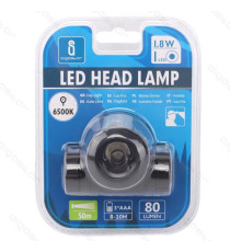 TORCIA LAMPADA LED DA TESTA FRONTALE BLACK 1 LED - 80LM - 1,8W LUCE BIANCA 6500K - DISTANZA 50MT - IPX3 MISURA L70*W70*H55mm TORCIA LAMPADA LED DA TESTA FRONTALE BLACK 1 LED - 80LM - 1,8W LUCE BIANCA 6500K - DISTANZA 50MT - IPX3 MISURA L70*W70*H55mm