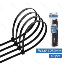 FASCETTA FERMACAVO IN NYLON 3,6mmX250mm BIANCA - CONFEZIONE DA 40 PEZZI - NYLON 66 - FASCETTE FERMACAVI FASCETTA FERMACAVO IN NYLON 3,6mmX250mm BIANCA - CONFEZIONE DA 40 PEZZI - NYLON 66 - FASCETTE FERMACAVI