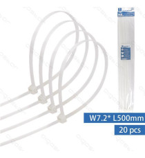 FASCETTA FERMACAVO IN NYLON 7,2mmX500mm GIALLA - CONFEZIONE DA 20 PEZZI - NYLON 66 - FASCETTE FERMACAVI FASCETTA FERMACAVO IN NYLON 7,2mmX500mm GIALLA - CONFEZIONE DA 20 PEZZI - NYLON 66 - FASCETTE FERMACAVI