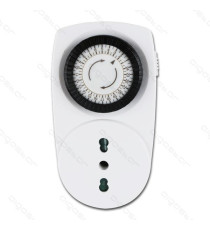 PRESA TEMPORIZZATA CON TIMER MECCANICO GIORNALIERO PRESA 16A Max 3680W - MISURA L7.2*W8.7*H11.8cm PRESA TEMPORIZZATA CON TIMER MECCANICO GIORNALIERO PRESA 16A Max 3680W - MISURA L7.2*W8.7*H11.8cm