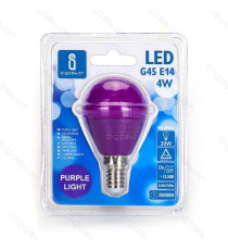 LAMPADINA LED LUCE ARANCIONE A5 G45 4W ATTACCO E14 - GRANDE ANGOLO 230 MISURA D45*H80mm (EQUIVALENTE A 30W AD INCADESCENZA)