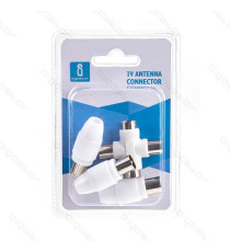 KIT CONNETTORE ANTENNA TV 3PZ 9.5MM SDOPPIATORE DUPLICATORE A T (2FEMMINE-1MASCHIO) + 2 CONNETTORI SPINE (MASCHIO)  JACK KIT CONNETTORE ANTENNA TV 3PZ 9.5MM SDOPPIATORE DUPLICATORE A T (2FEMMINE-1MASCHIO) + 2 CONNETTORI SPINE (MASCHIO)  JACK