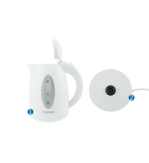 BOLLITORE ELETTRICO IN PLASTICA BIANCO E GRIGIO - 1100W  - CAPACITA' 1 LITRO - SPEGNIMENTO AUTOMATICO A BOLLITURA BOLLITORE ELETTRICO IN PLASTICA BIANCO E GRIGIO - 1100W  - CAPACITA' 1 LITRO - SPEGNIMENTO AUTOMATICO A BOLLITURA