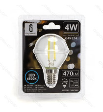 LAMPADINA LED FILAMENTO G45 4W ATTACCO E14 470 LUMEN 2700K LUCE CALDA D45*H78mm ANGOLO 360 GRADI EQUIVALE A 40W AD INCADESCENZA