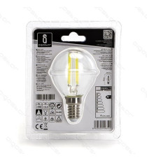 LAMPADINA LED FILAMENTO G45 4W ATTACCO E14 470 LUMEN 2700K LUCE CALDA D45*H78mm ANGOLO 360 GRADI EQUIVALE A 40W AD INCADESCENZA