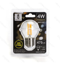 LAMPADINA LED FILAMENTO G45 4W ATTACCO E14 470 LUMEN 2700K LUCE CALDA D45*H78mm ANGOLO 360 GRADI EQUIVALE A 40W AD INCADESCENZA LAMPADINA LED FILAMENTO G45 4W ATTACCO E14 470 LUMEN 2700K LUCE CALDA D45*H78mm ANGOLO 360 GRADI EQUIVALE A 40W AD INCADESCENZA
