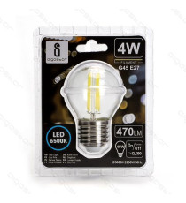 LAMPADINA LED FILAMENTO G45 4W ATTACCO E14 470 LUMEN 2700K LUCE CALDA D45*H78mm ANGOLO 360 GRADI EQUIVALE A 40W AD INCADESCENZA