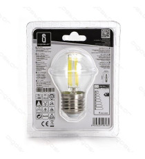 LAMPADINA LED FILAMENTO G45 4W ATTACCO E14 470 LUMEN 2700K LUCE CALDA D45*H78mm ANGOLO 360 GRADI EQUIVALE A 40W AD INCADESCENZA