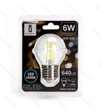 LAMPADINA LED FILAMENTO G45 4W ATTACCO E14 470 LUMEN 2700K LUCE CALDA D45*H78mm ANGOLO 360 GRADI EQUIVALE A 40W AD INCADESCENZA