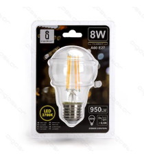 LAMPADINA LED FILAMENTO A60 4W ATTACCO E27 470 LUMEN 2700K LUCE CALDA D60*H105mm ANGOLO 360 GRADI EQUIVALE A 40W AD INCADESCENZA