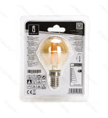 LAMPADINA LED FILAMENTO AMBRATA G45 4W ATTACCO E14 420 LUMEN 2200K LUCE CALDA D45*H78mm ANGOLO 360° EQUIVALE 37W INCADESCENZA