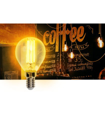 LAMPADINA LED FILAMENTO AMBRATA G45 4W ATTACCO E14 420 LUMEN 2200K LUCE CALDA D45*H78mm ANGOLO 360° EQUIVALE 37W INCADESCENZA LAMPADINA LED FILAMENTO AMBRATA G45 4W ATTACCO E14 420 LUMEN 2200K LUCE CALDA D45*H78mm ANGOLO 360° EQUIVALE 37W INCADESCENZA