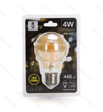 LAMPADINA LED FILAMENTO AMBRATA G45 4W ATTACCO E27 420 LUMEN 2200K LUCE CALDA D45*H73mm ANGOLO 360° EQUIVALE 37W INCADESCENZA