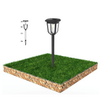 LAMPADA SOLARE DA GIARDINO LED  0,08W 1,5 LUMEN 6500K LUCE FREDDA L125*W125*H366mm 2V - LAMPADE SOLARE IMPERMEABILE IN ACCIAIO