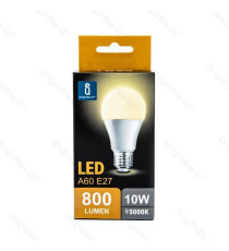 LAMPADINA LED A5 A60 10W ATTACCO E27 850 LUMEN COLOR BOX 6400K LUCE FREDDA MISURA D60*H109mm EQUIVALE 85W INCANDESCENZA