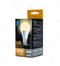 LAMPADINA LED A5 A60 10W ATTACCO E27 850 LUMEN COLOR BOX 6400K LUCE FREDDA MISURA D60*H109mm EQUIVALE 85W INCANDESCENZA