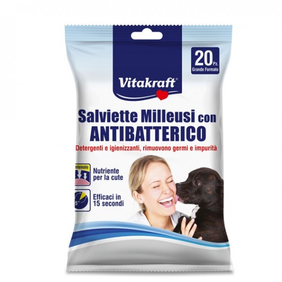 Salviette milleusi con antibatterico per animali (cani, gatti, rodito