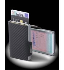 Porta tessere Mondraghi CARBON,mini wallet in pelle con protezione RFID,fino a 9 tessere + banconote Made in Italy Porta tessere Mondraghi CARBON,mini wallet in pelle con protezione RFID,fino a 9 tessere + banconote Made in Italy