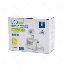 FARO LED SLIM BIANCO 20W CON SENSORE MOVIMENTO 1800 LUMEN 4000K LUCE NATURALE -IN ALLUMINIO- IP65 L125*W163*H56mm FARO LED SLIM BIANCO 20W CON SENSORE MOVIMENTO 1800 LUMEN 4000K LUCE NATURALE -IN ALLUMINIO- IP65 L125*W163*H56mm